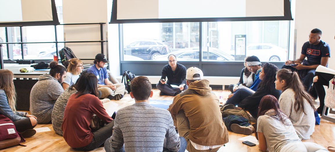 Students sitting in a circle