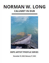 Cover of magazine style artist interview PDF. Image on cover is of artist's shadow in the water of the Calumet River (a major place of investigation and field recordings for the piece and exhibition 'Calumet in Dub')..